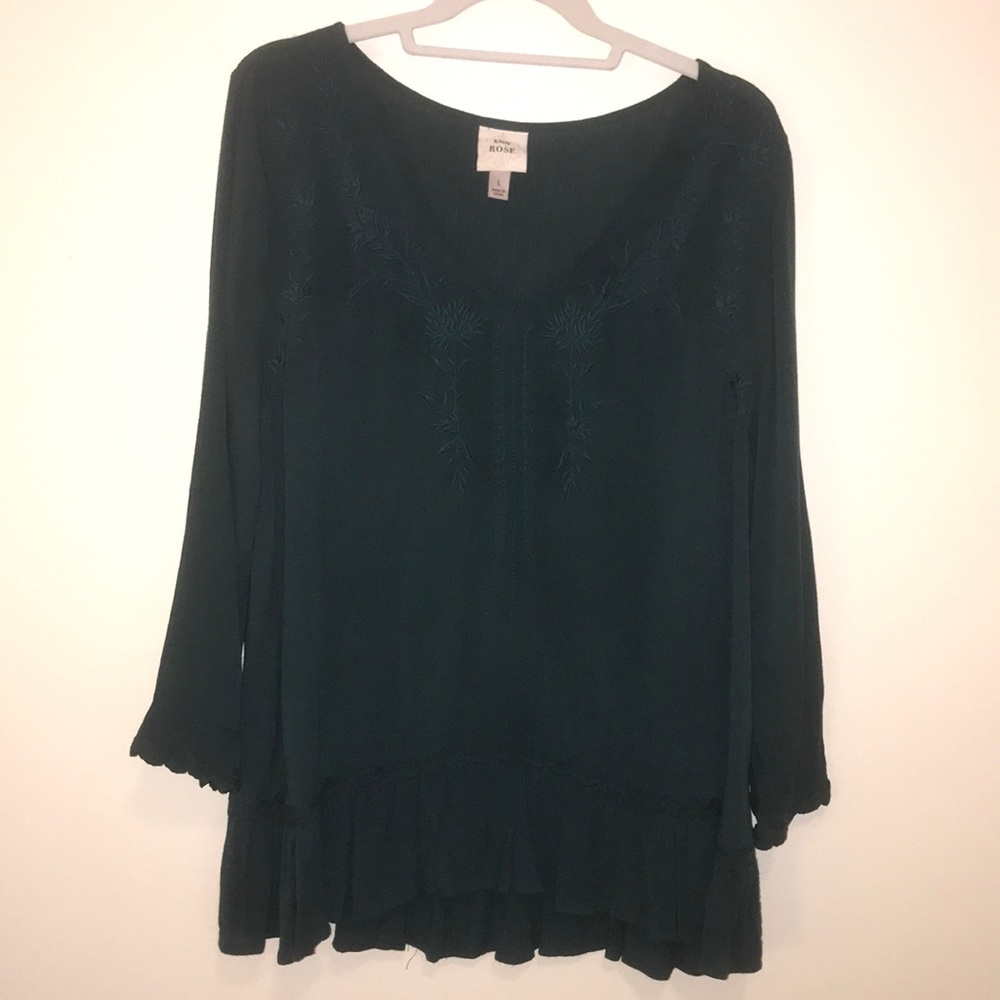 Teal Blouse with Embroidered Detail